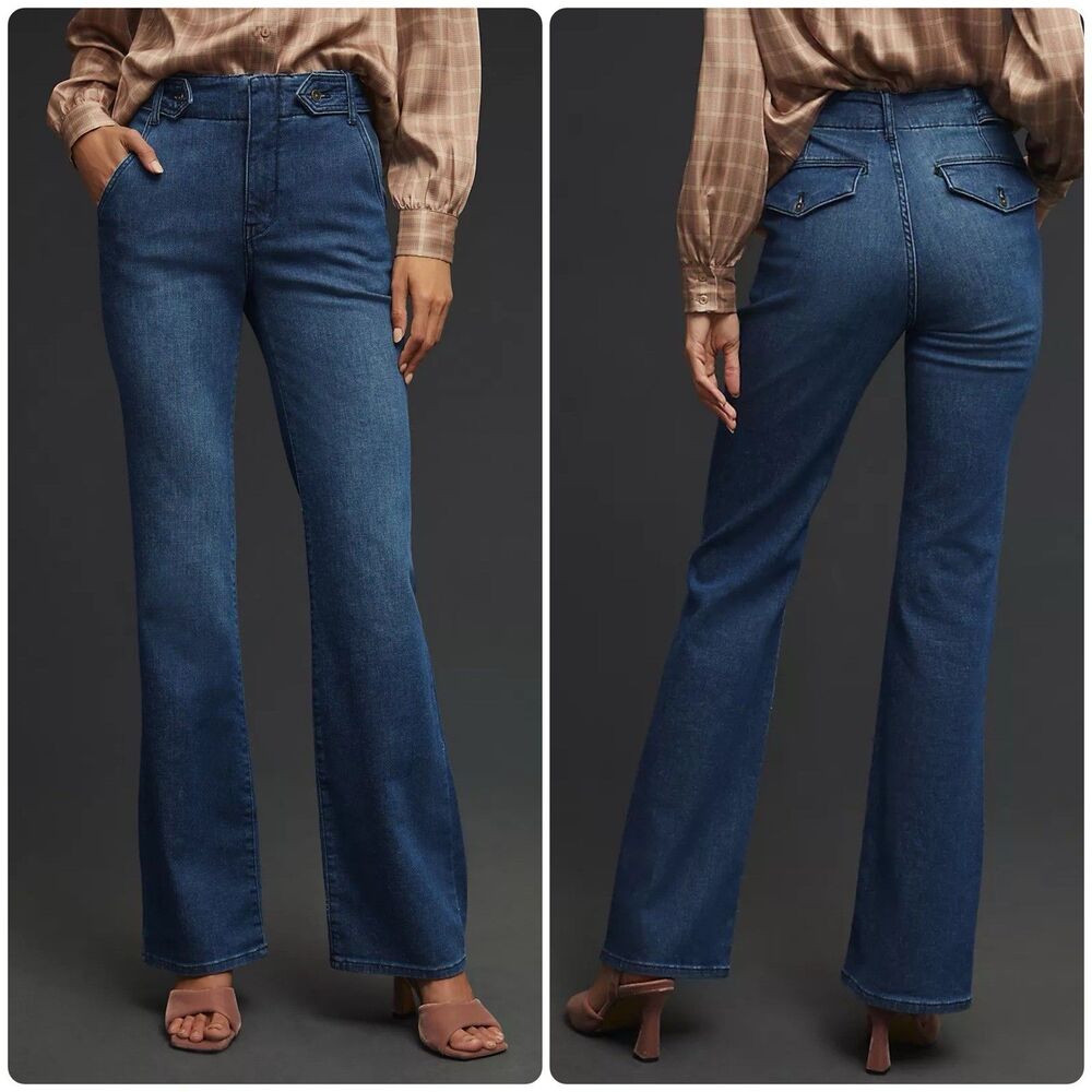 Anthropologie Pilcro Polished Mid-Rise Bootcut Jeans Cotton Hemp Dark Wash 29